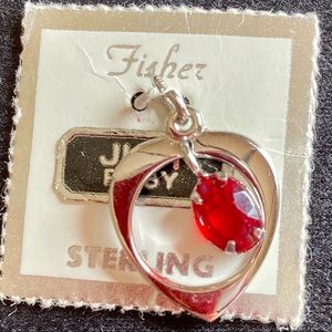 ♥️ Sterling Silver Heart Ruby July Pendant Charm